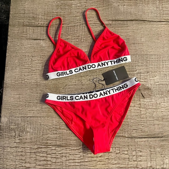 Zadig & Voltaire Triangle Logo Bikini in Red- L,XL - Picture 7 of 13